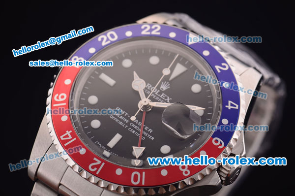 Rolex GMT Master Vintage Swiss ETA 2836 Automatic Full Steel and Blue/Red Bezel with Blue Dial and White Markers - Click Image to Close